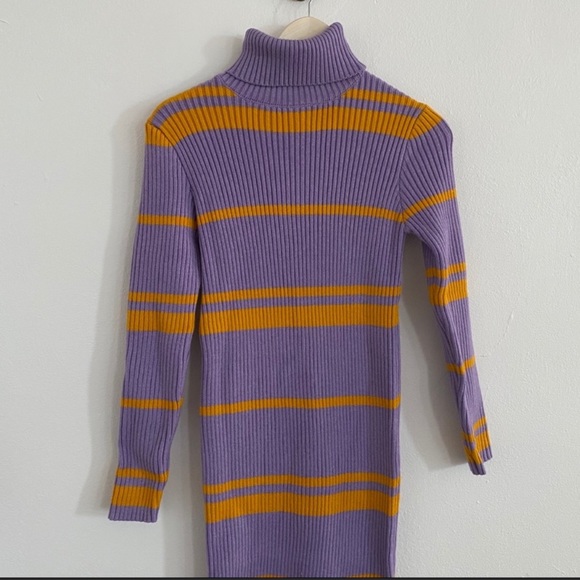 NWT Moon River Striped Turtleneck Sweater Dress In Lavender Size Medium - Picture 10 of 10